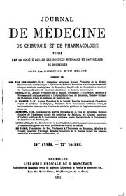 Journal de médecine, de chirurgie et de pharmacologie by Société royale des sciences médicales et naturelles de Bruxelles