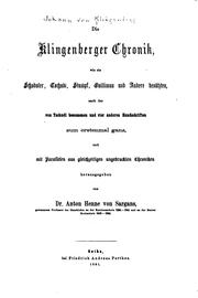 Cover of: Klingenberger Chronik: Wie sie Schodoler, Tschudi, Stumpf, Guilliman und ...