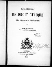 Cover of: Manuel de droit civique by C.-J Magnan