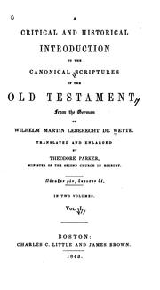 Cover of: A Critical and Historical Introduction to the Canonical Scriptures of the Old Testament