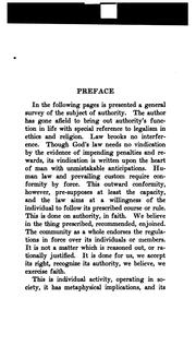 Cover of: Authority: The Function of Authority in Life and Its Relation to Legalism in Ethics and Religion