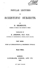 Cover of: Popular lectures on scientific subjects, tr. by E. Atkinson. [1st]