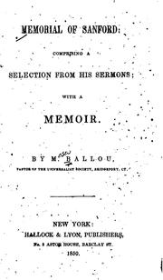 Cover of: Memorial of Sanford: Comprising a Selection from His Sermons, with a Memoir by Moses Ballou