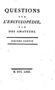 Cover of: Questions sur l'encyclopédie