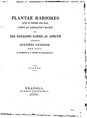 Cover of: Plantae rariores quas in itinere per oras Ionii ac Adriatici maris et per regiones Samnii ac ...