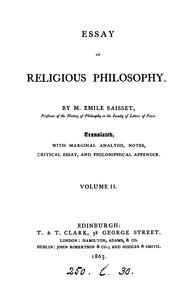 Cover of: Essay on religious philosophy, tr., with analysis, notes [&c.].