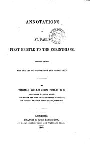 Cover of: Annotations on the apostolical Epistles by Thomas Williamson Peile