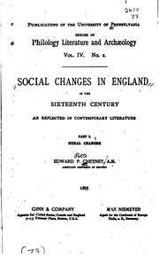 Cover of: Social Changes in England in the Sixteenth Century as Reflected in ...