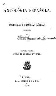 Cover of: Antólogia[!] española: Coleccion de poesías líricas