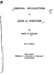 Cover of: Personal Recollections of John G. Whittier by Mary Bucklin Claflin