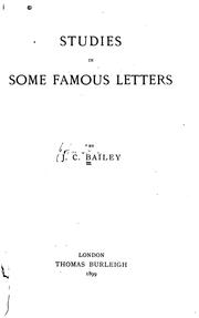 Cover of: Studies in Some Famous Letters ...