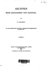 Cover of: Aegypten beim Geographen von Ravenna