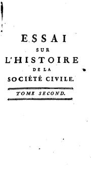 Cover of: Essai sur l'histoire de la société civile by Adam Ferguson