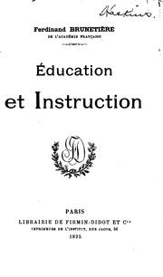 Cover of: Éducation et instruction