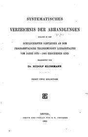 Cover of: Systematisches Verzeichnis der Abhandlungen welche in den Schulschriften sämtlicher an dem ...