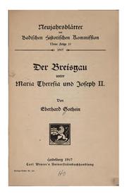 Cover of: Der Breisgau unter Maria Theresia und Joseph II. by Eberhard Gothein