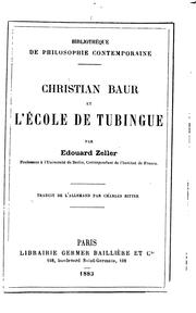 Cover of: Christian Baur et l'école de Tubingue by Eduard Zeller