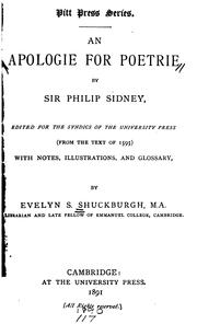 Cover of: An Apologie for Poetrie