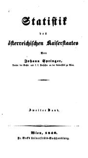 Statistik des österreichischen Kaiserstaates by Johann Springer