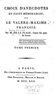 Cover of: Choix d'anecdotes et faites mémorables; ou, Le valere-maxime françois