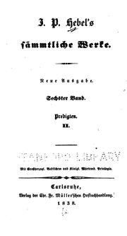 Cover of: J. P. Hebel's sämmtliche Werke