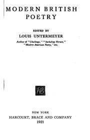 Cover of: Modern British Poetry: Edited by Louis Untermeyer | Louis Untermeyer