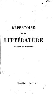Cover of Répertoire de la littérature ancienne et moderne by [name missing]