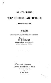 Cover of: De collegiis scenicorum artificum apud Graecos ...