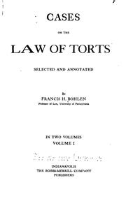 Cover of: Cases on the Law of Torts