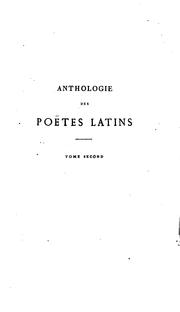 Cover of: Anthologie des poëtes latins