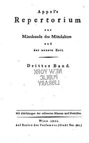 Cover of: Appel's Repertorium zur Münzkunde des Mittelalters und der neueren Zeit