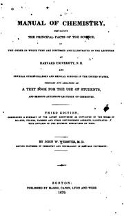 Cover of: A Manual of Chemistry: Containing the Principal Facts of the Science, in the Order in which They ...