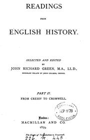 Cover of: Readings from English history, selected and ed. by J.R. Green by John Richard Green