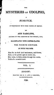 Cover of: The Mysteries of Udolpho, Vol. 1 of 4: A Romance; Interspersed with Some Pieces of Poetry