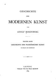 Cover of: Geschichte der modernen Kunst by Adolf Rosenberg
