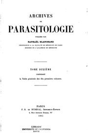 Cover of: Archives de parasitologie by Raphaël Anatole Émile Blanchard