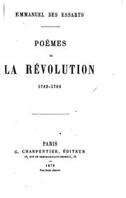 Cover of: Poèmes de la Révolution, 1789-1796 by Emmanuel Des Essarts