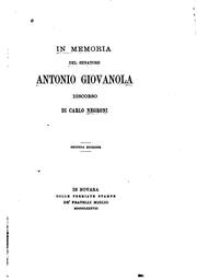 Cover of: In memoria del senatore Antonio Giovanola: discorso