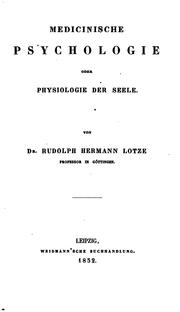 Cover of: Medicinische Psychologie, order, Physiologie der Seele