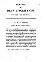 Cover of: Mémoire sur deux inscriptions cunéiformes trouvées près d'Hamadan et qui font maintenant partie ... by Eugène Burnouf