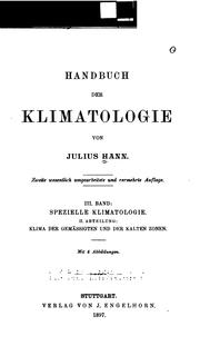 Cover of: Handbuch der Klimatologie v. 3 by Julius von Hann