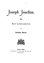 Cover of: Joseph Joachim: Ein Lebensbild