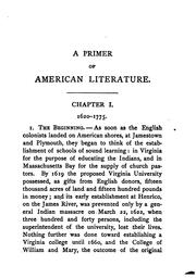 Cover of: A Primer of American Literature. by Charles F. Richardson