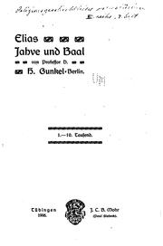 Cover of: Elias, Jahve und Baal