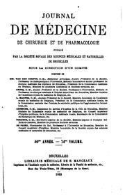 Cover of: Journal de médecine, de chirurgie et de pharmacologie by Société royale des sciences médicales et naturelles de Bruxelles, Société royale des sciences médicales et naturelles de Bruxelles