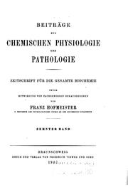 Cover of: Beitraege zur chemischen physiologie und pathologie by 