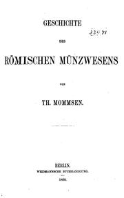 Cover of: Geschichte des römischen Münzwesens