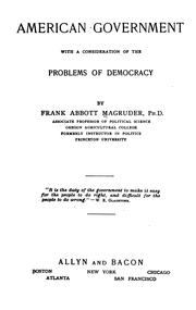 Cover of: American Government in 1921: With a Consideration of the Problems of Democracy
