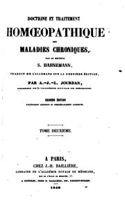 Cover of: Doctrine et traitement homoeopathique des maladies chroniques by Samuel Hahnemann