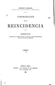 Cover of: Comprobación de la reincidencia: Proyecto de ley presentado al señor ...